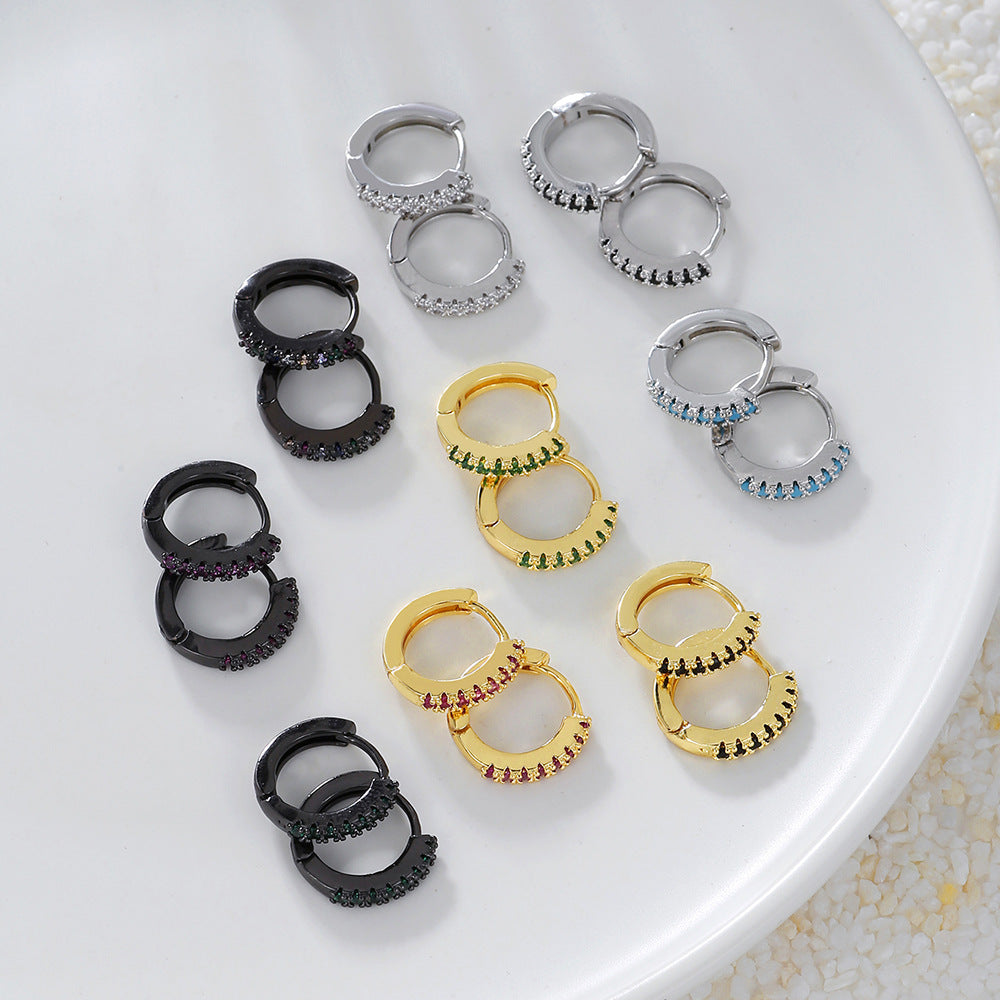 Color Zircon Geometric Ear Simple Graceful Earrings