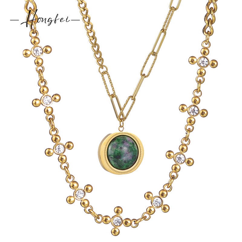 Wind Titanium Steel Twin Female Design Necklaces