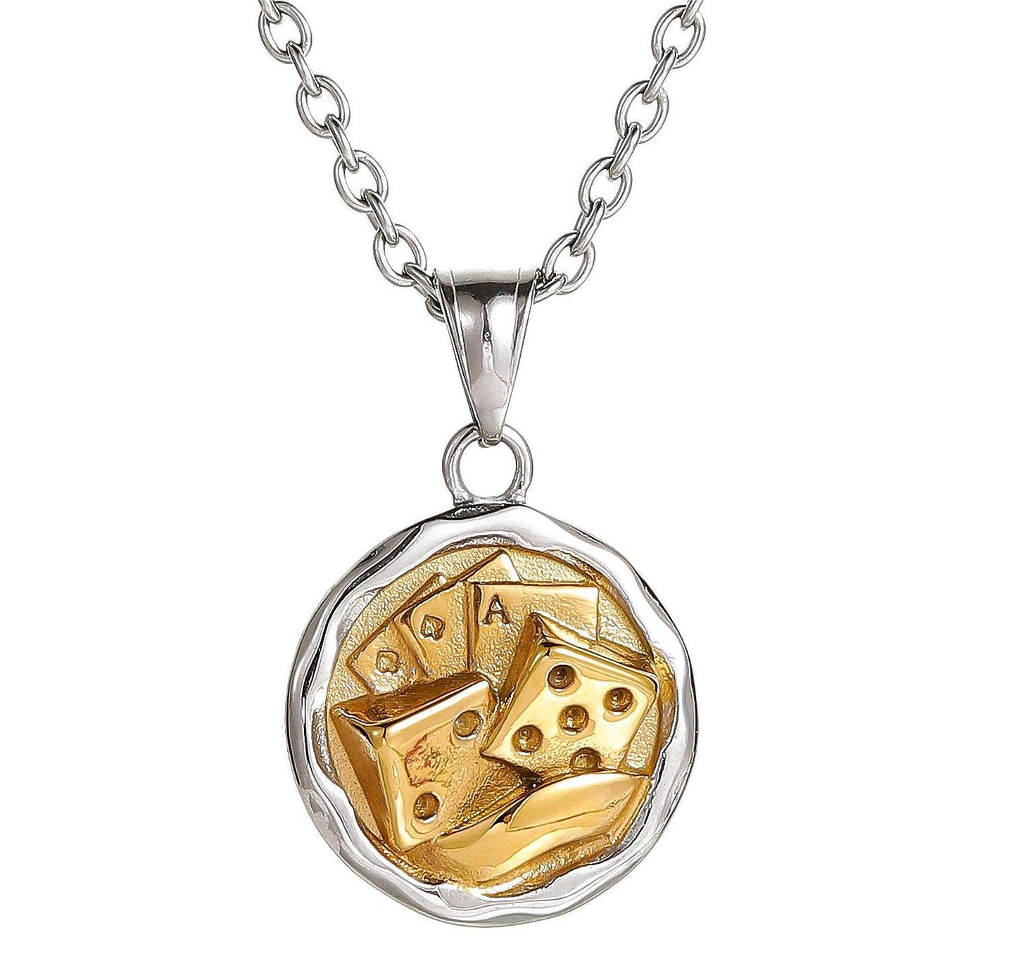 Men's Fashion Titanium Steel Hip Hop Sweater Chain Accessories Dice Necklaces