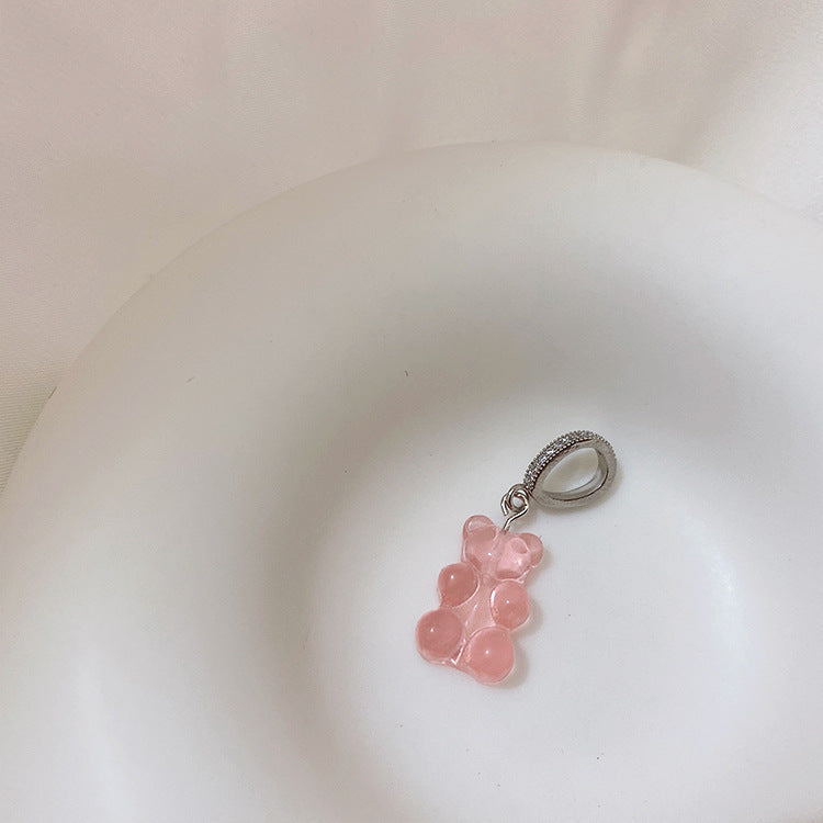 Colliers féminins avec pendentif Smiley en métal ours transparent