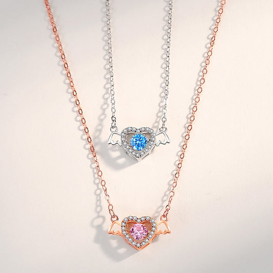 Women's Love Smart Sterling Sier Korean Style Pulsatile Heart Necklaces