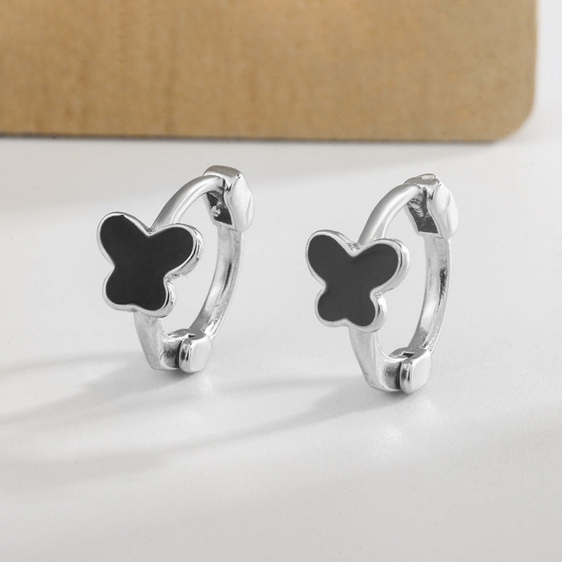 Epoxy Clover Heart Geometric Retro Style Ear Clip Earrings