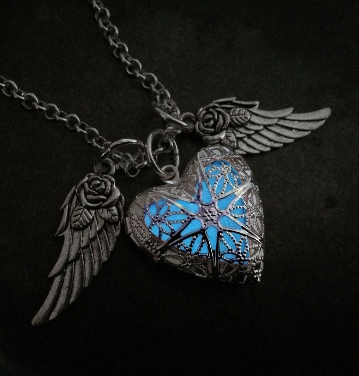 Serrure Lumineuse En Forme De Coeur Avec Colliers Ailes Roses