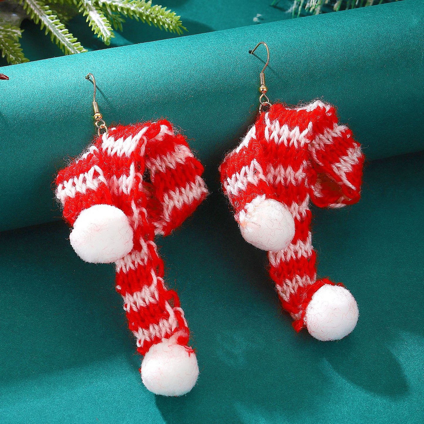 Christmas Style Knitted Wool Hat Scarf Earrings