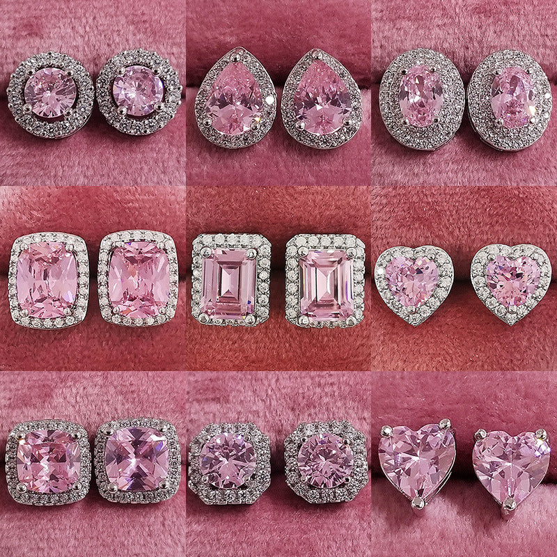 Niche Advanced Design Sense-Ohrringe für Damen mit rosa Zirkon