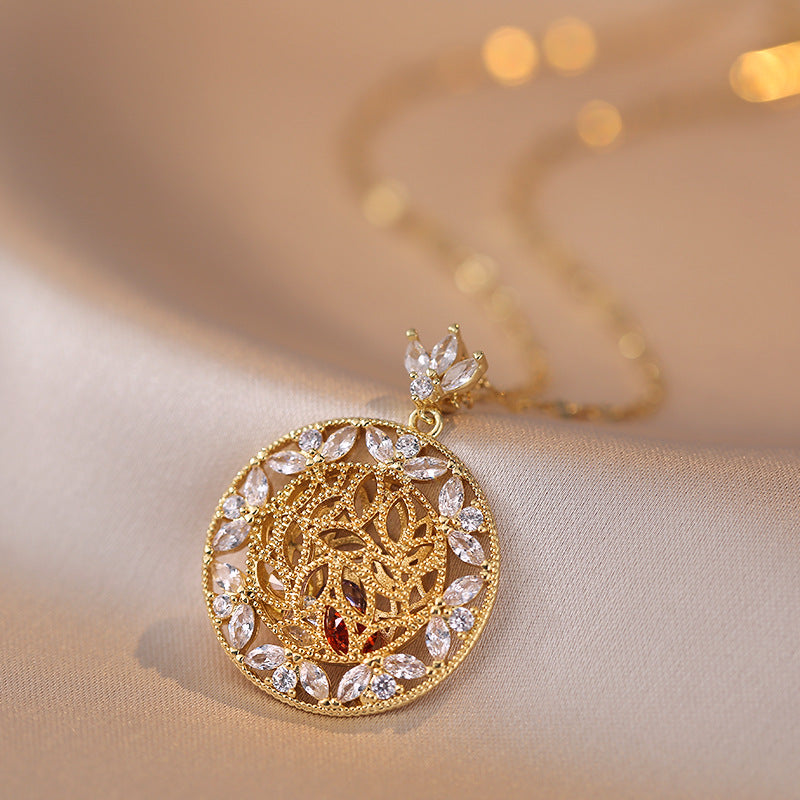 Colliers en Zircon Super brillant avec pendentif disque de diamant pour femmes