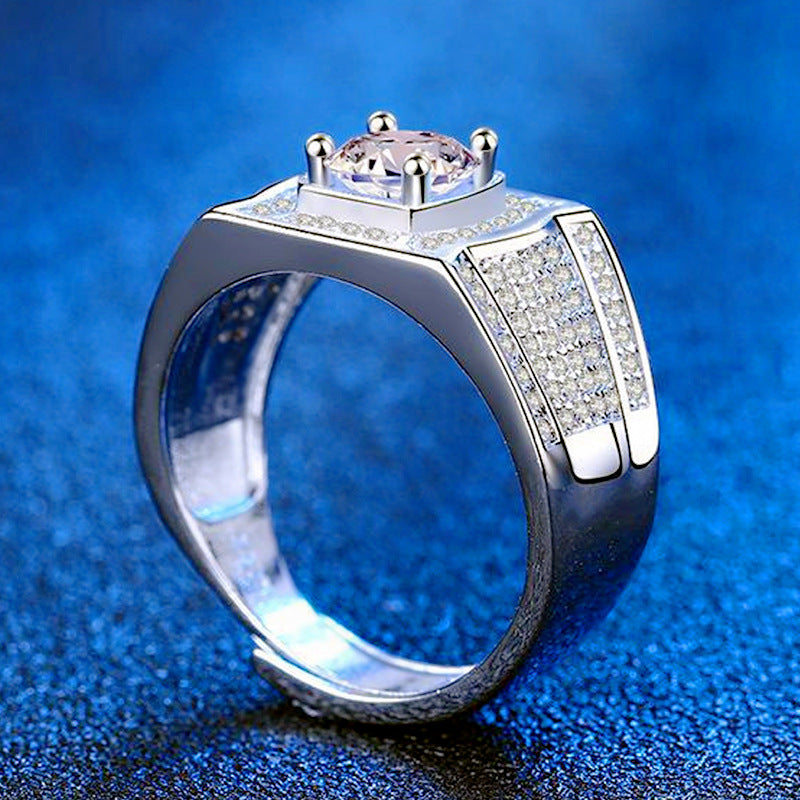 Men's Simulation 2 Karat Light Luxury Abide Rhinestone Rings