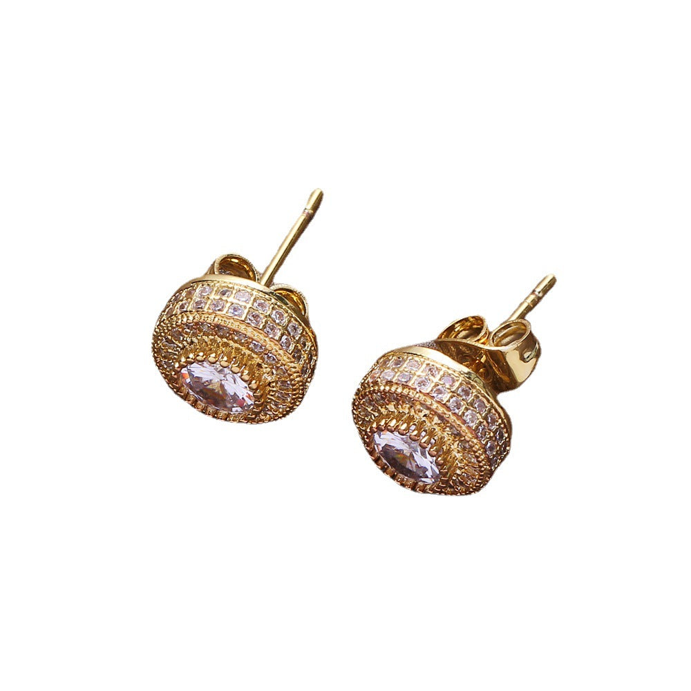 Women's & Men's & Copper Round Full Zircon Hip Hop Rings