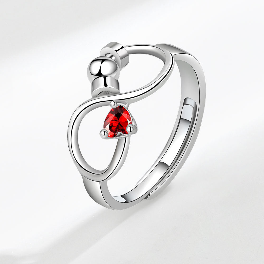 Birthstone Rotating Decompression Heart-shaped Infinite Couple Rings