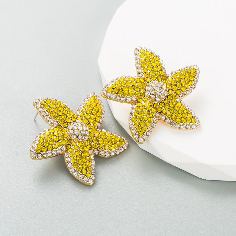 Women's Trend Creative Starfish Alloy Plating With Colored Rings