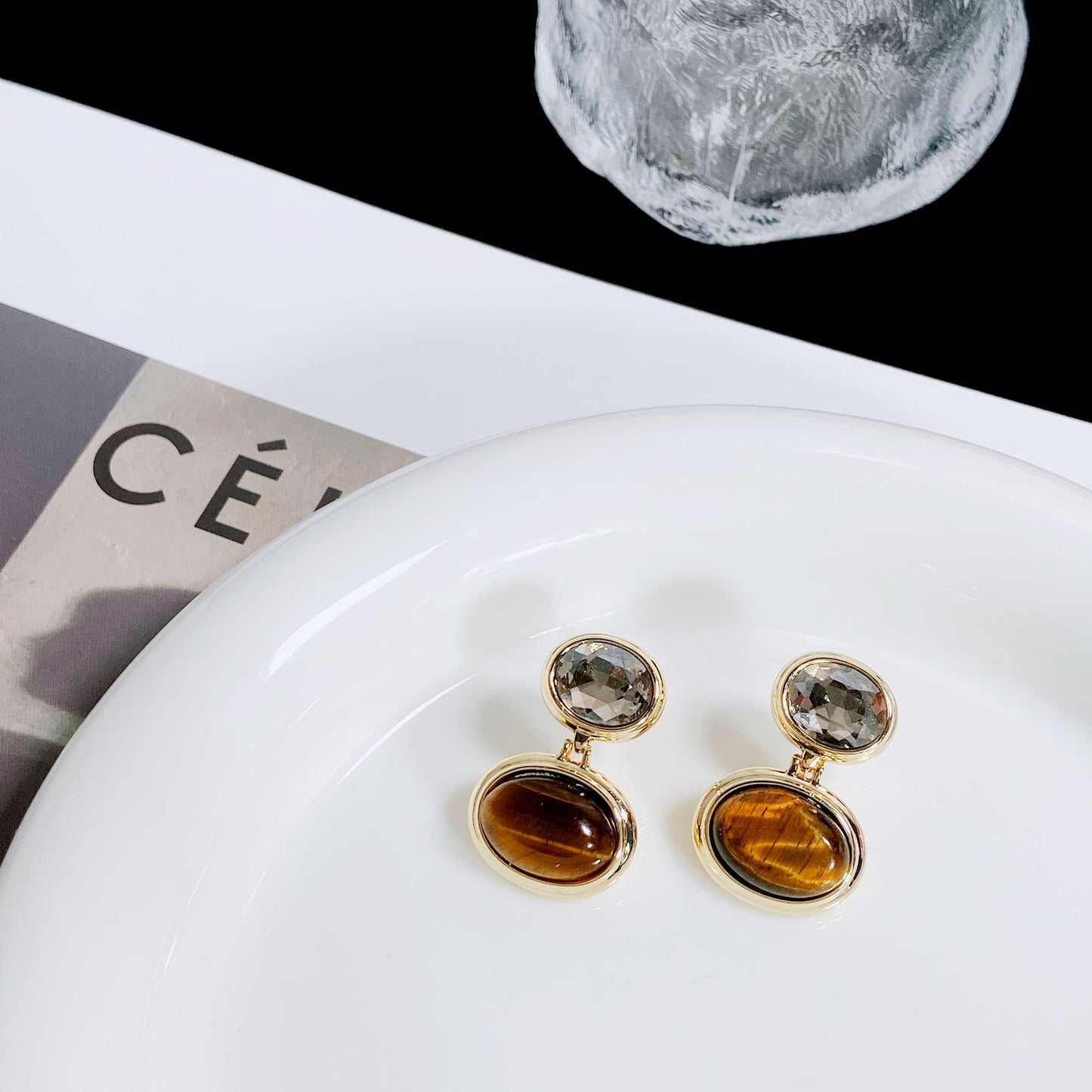 Plated Oval Sterling Sier Needle Exquisite Earrings