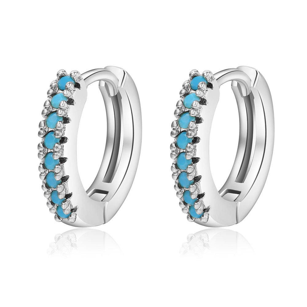 Color Zircon Geometric Ear Simple Graceful Earrings
