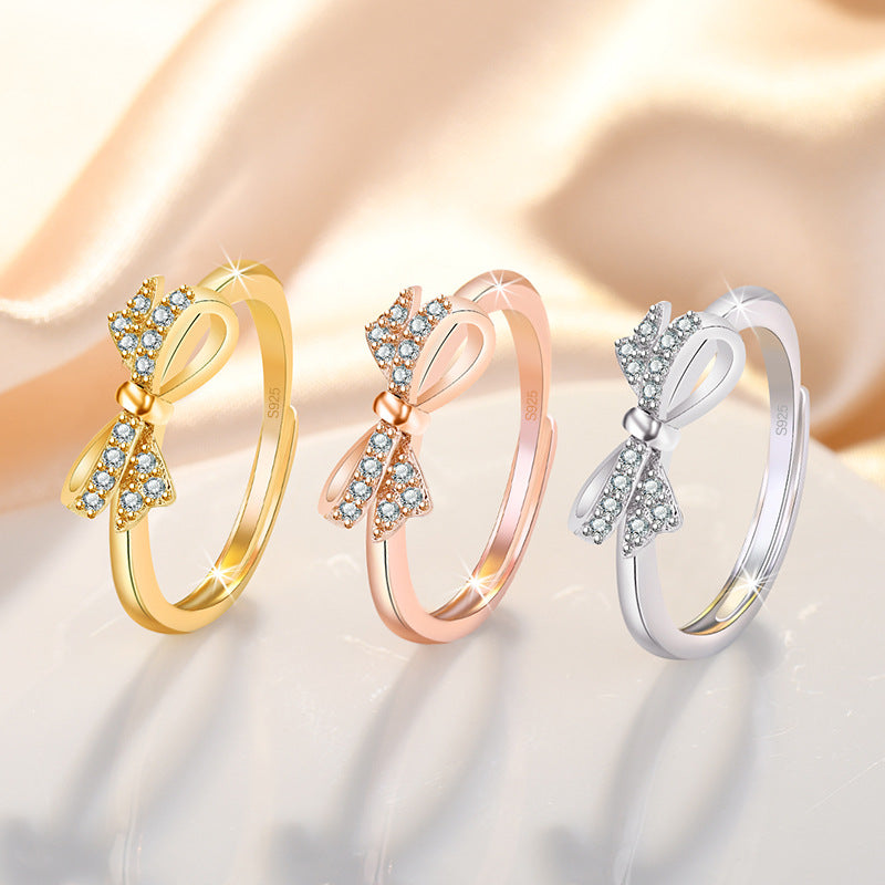 Mild Luxury Bow Female Niche Mori Rings