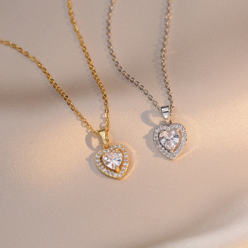 Colliers d'intérêt spécial en zircon avec cœur d'amour doux