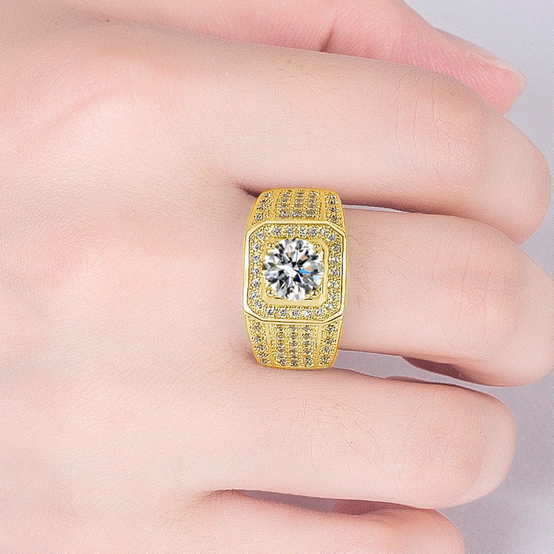 Men's Diamond Shining Big Loose Group Inlaid Zircon Rings