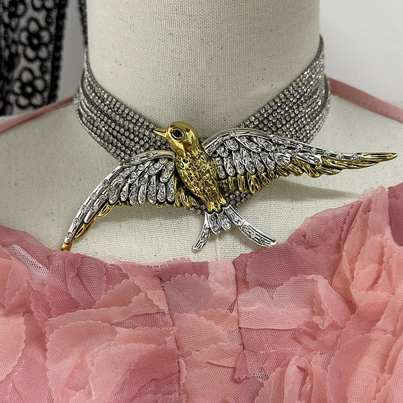 Fashionable High-grade Full Diamond Chain Flying Bird Necklaces