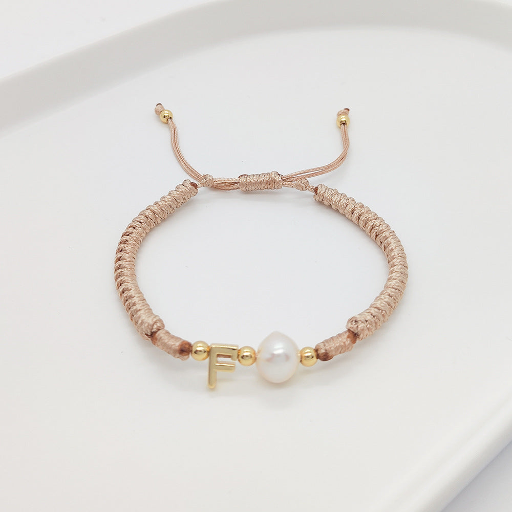 Gewebte Buchstaben-Tragegurt für Damen, handgefertigte Perlenarmbänder