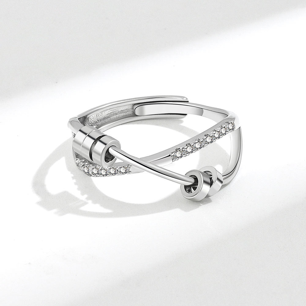Fashion Simple Design Cross Decompression Rotatable Rings