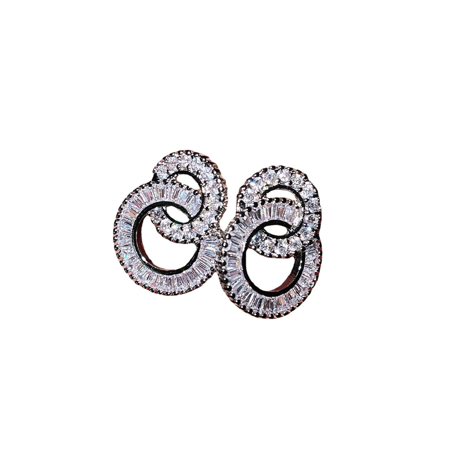 Women's Needle Zircon Geometric Double Circle Simple Earrings