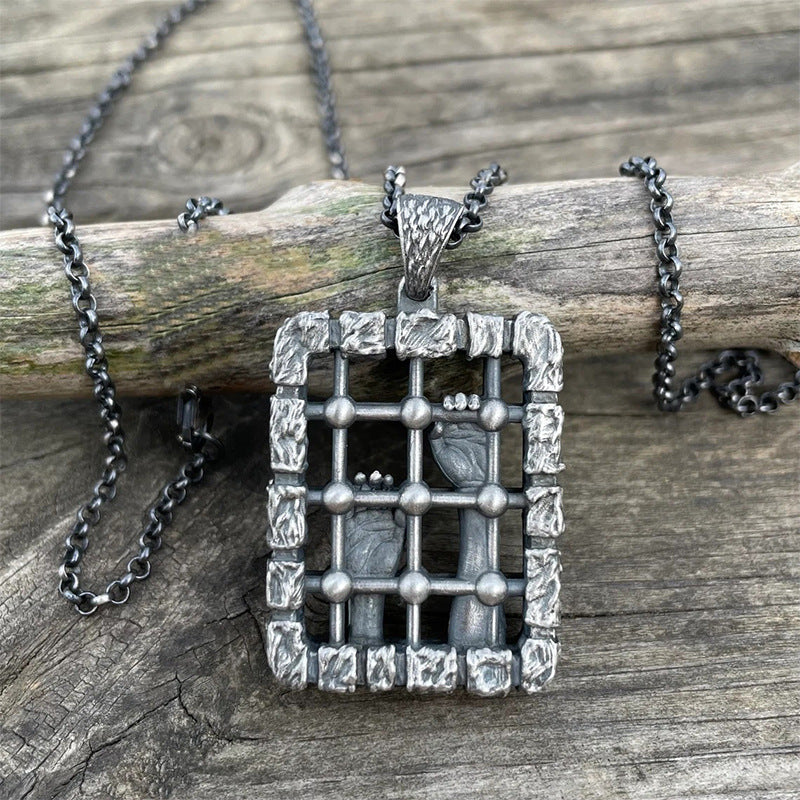 Colliers antiques à la mode avec pendentif de prison personnalisé pour hommes