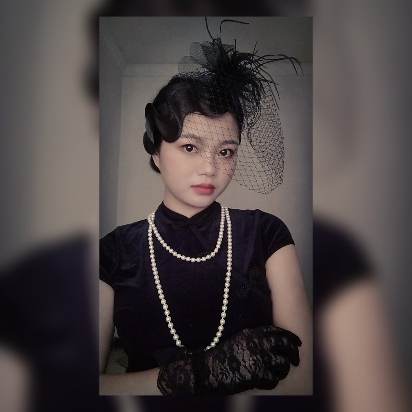 Colliers de spectacle Cheongsam de nuit en perles blanches vintage