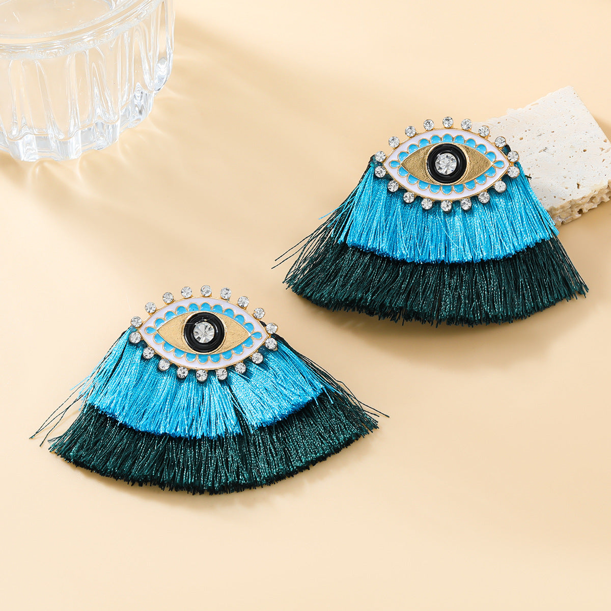 Alloy Dripping Oil Diamond Bohemian Devil Earrings