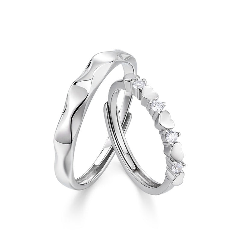 Sier True Love Coronation Couple Fashion Minority Rings