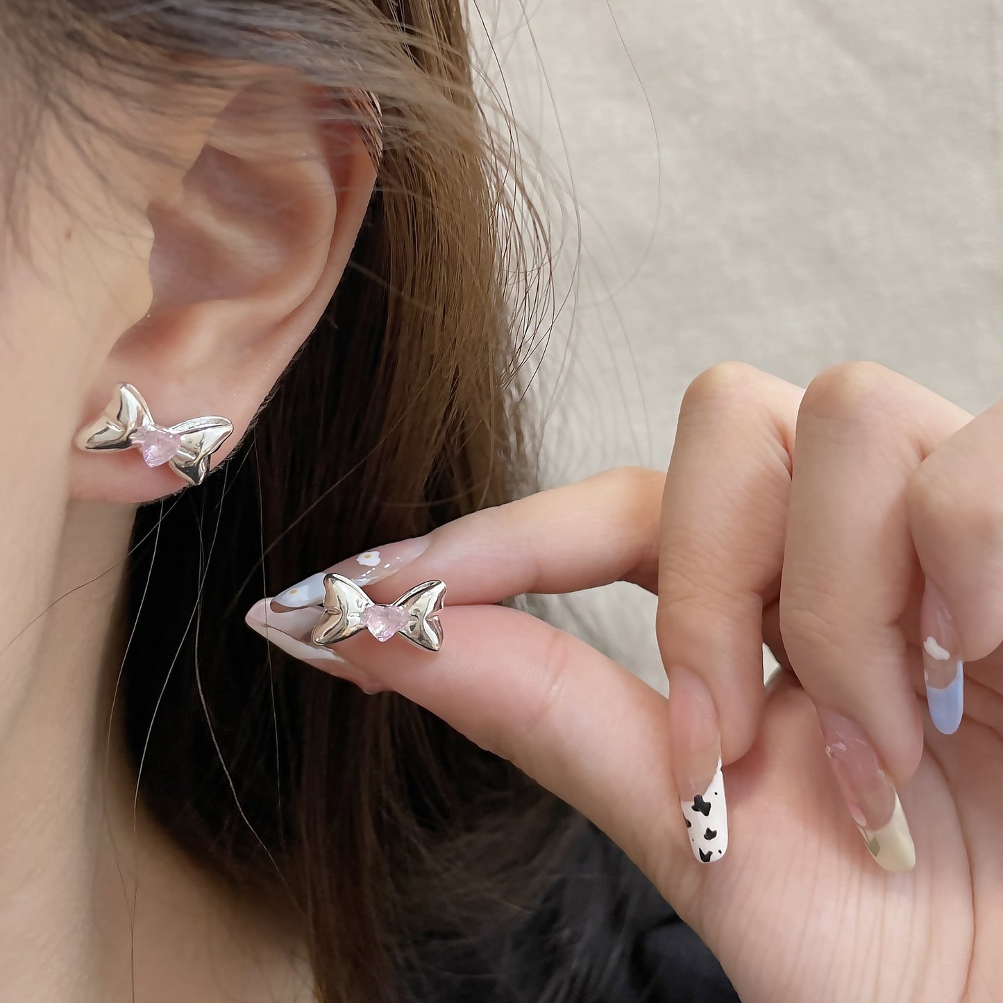Bow Female Niche High-grade Love Pendant Earrings