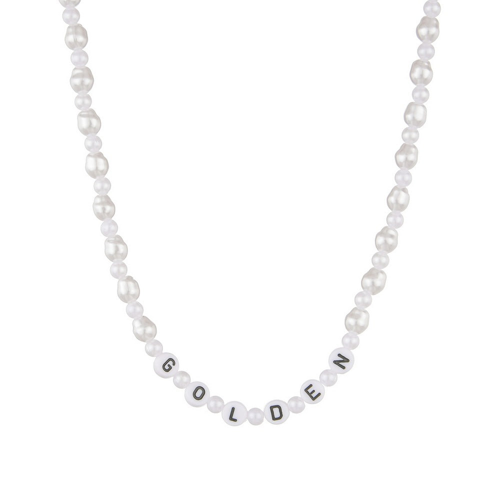 Women's Personalized Simple English Letter Beaded Pearl Necklaces