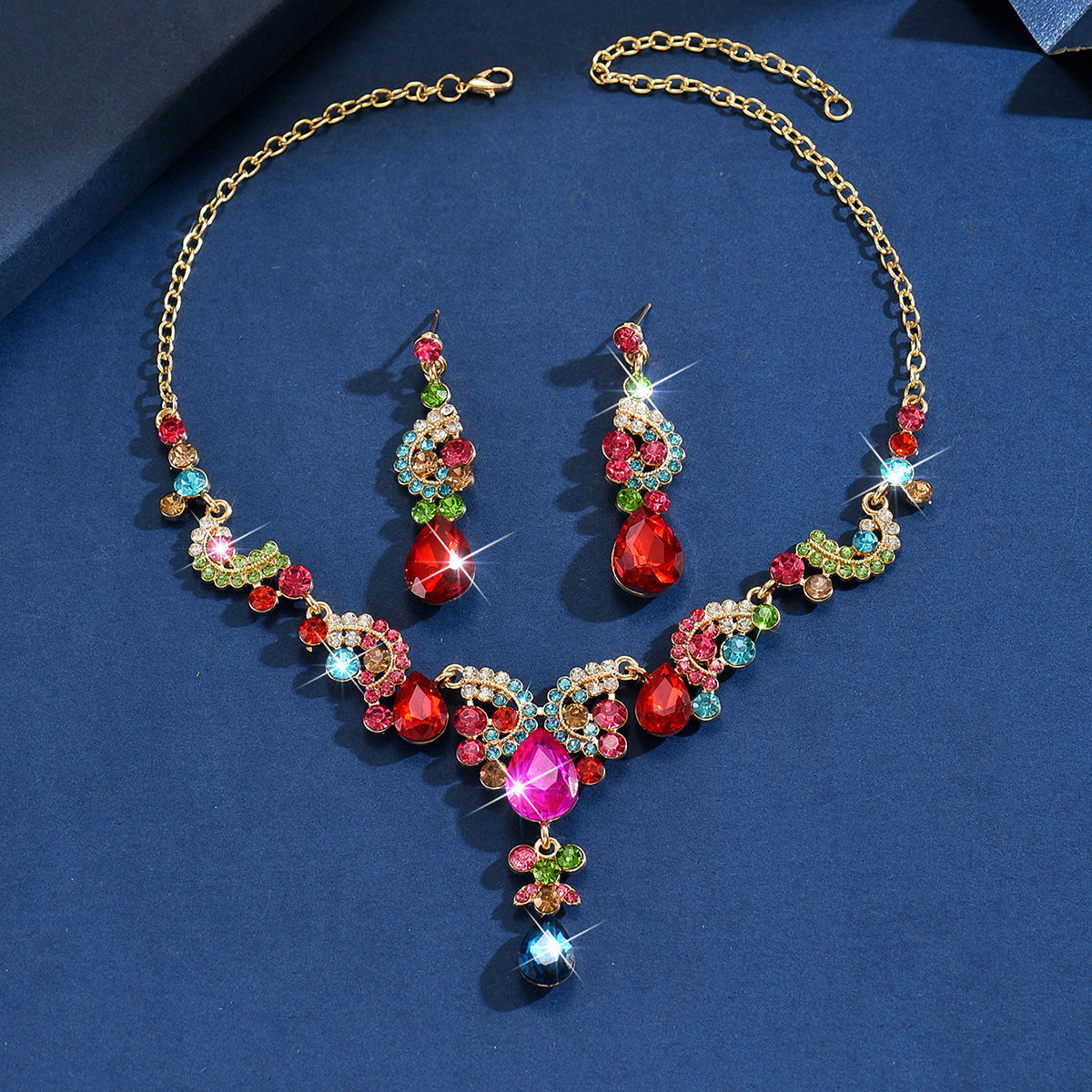 Bridal Wedding Dress Female Rhinestone High Jewelry Set