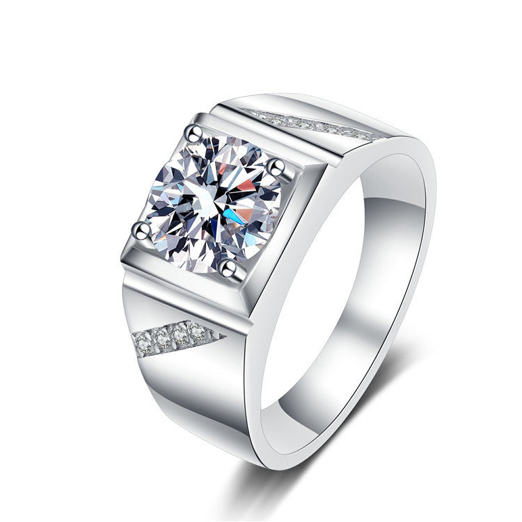 Herrenringe mit 2-karätigem, imitiertem Moissanit-Diamant aus Stein