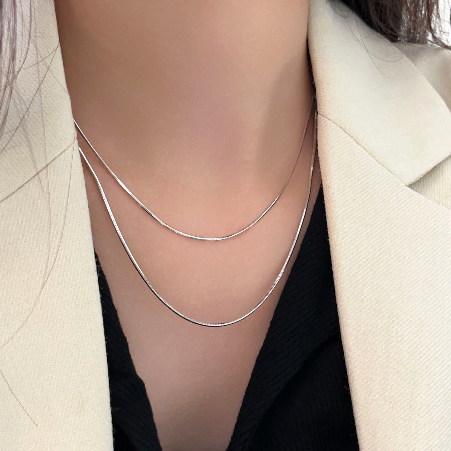 Sier Sterling Electroplated Hexagonal Snake Long And Necklaces