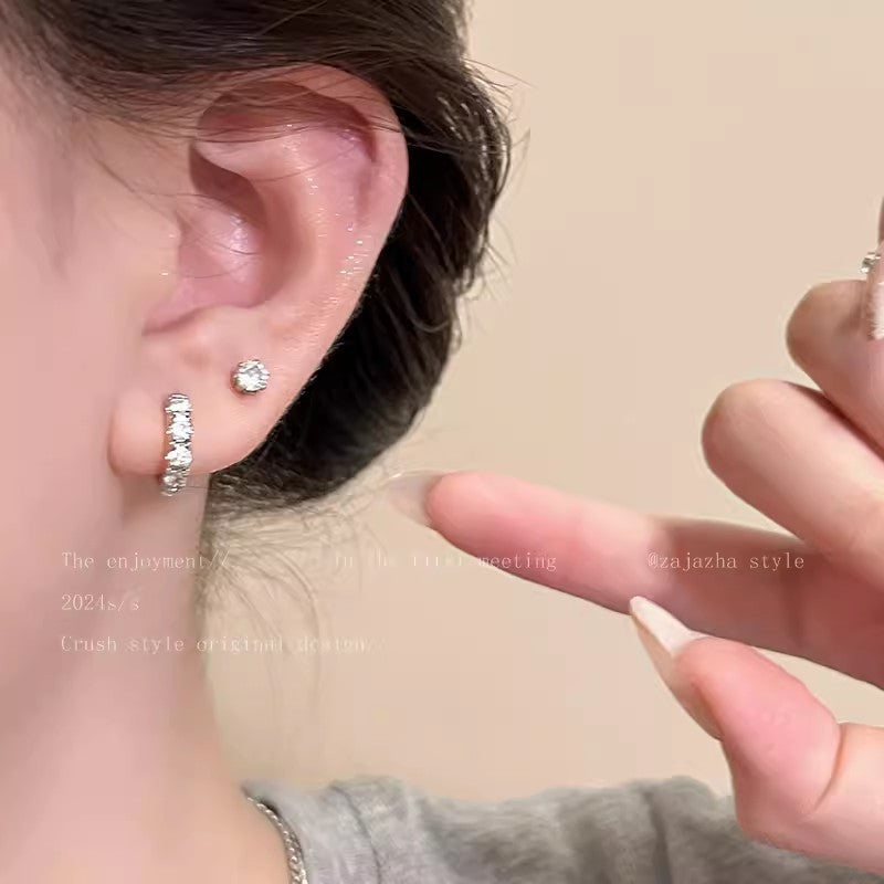 Women's Double Ear Circle Simple Light Luxury High-grade Summer Stud Earrings