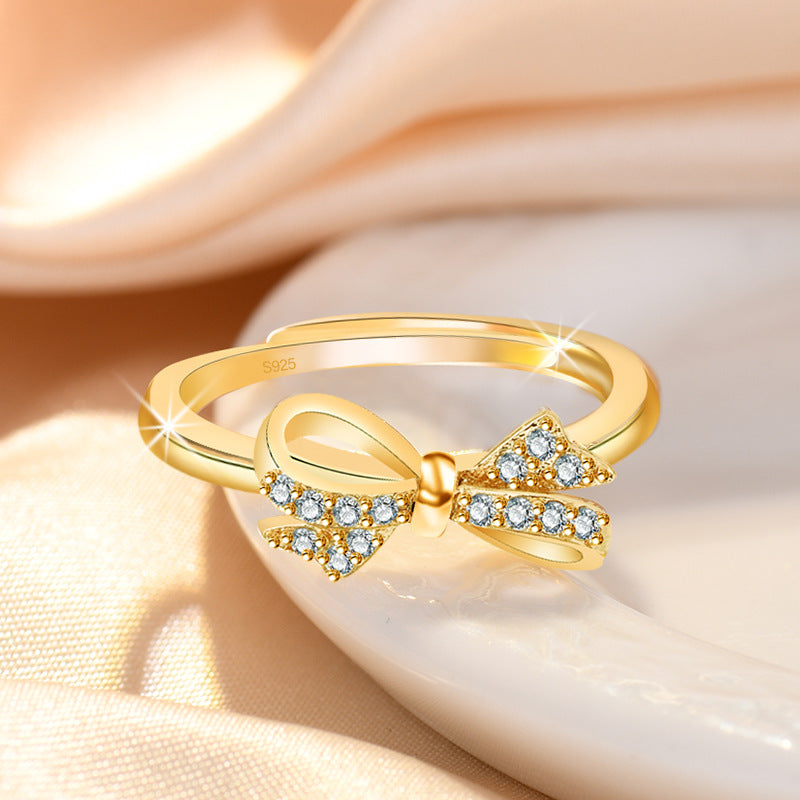 Mild Luxury Bow Female Niche Mori Rings