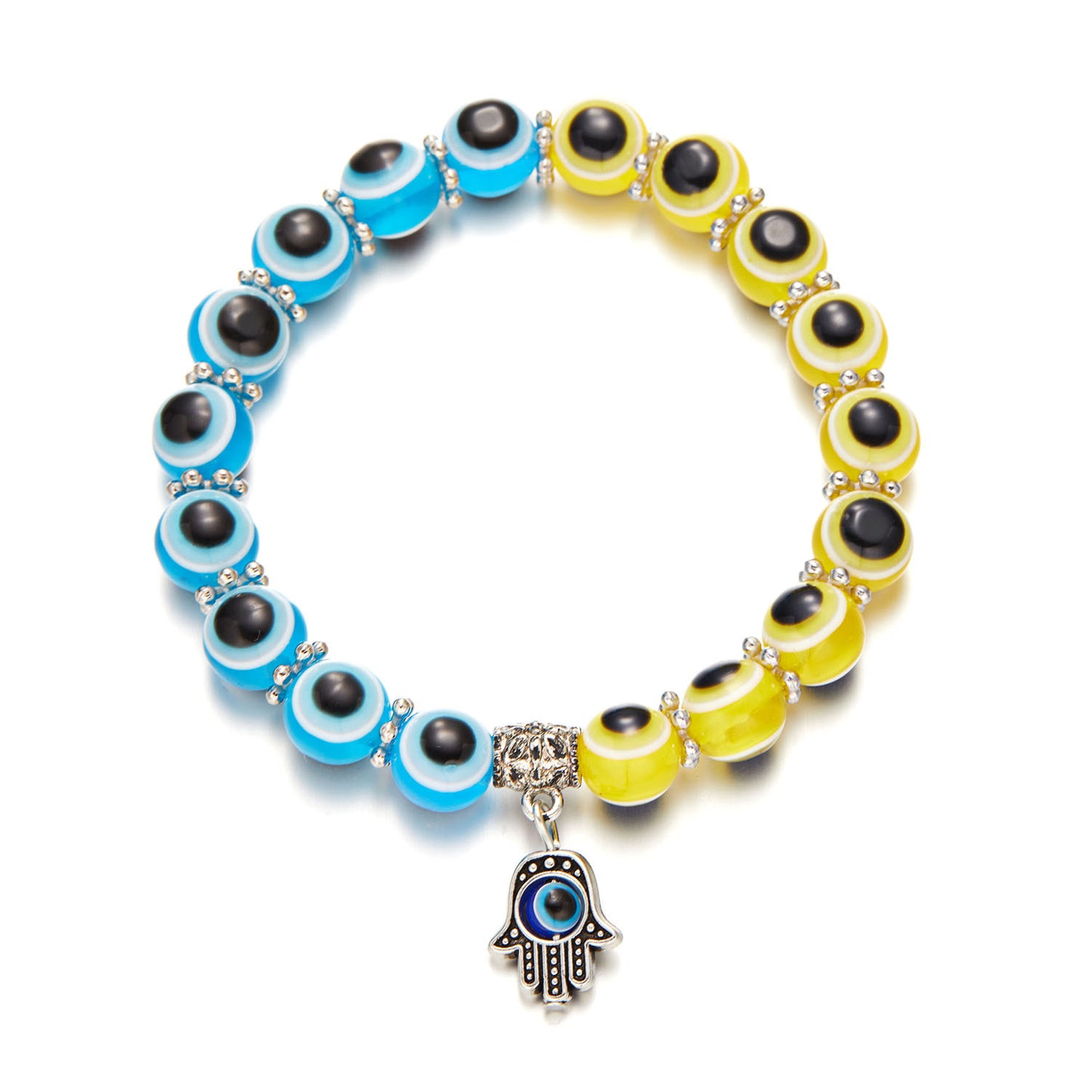 Augenfarbene, perlenbesetzte Hand-von-Fatima-Armbänder