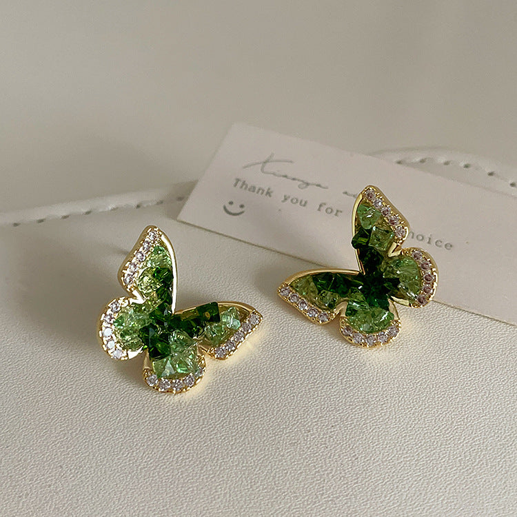 Boucles d'oreilles en cristal pour femmes, Design papillon, Niche, personnalité