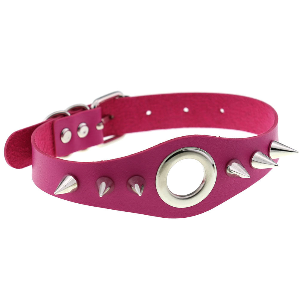 Punk Goth Leather Rivet Pointed Nail Personality Necklaces