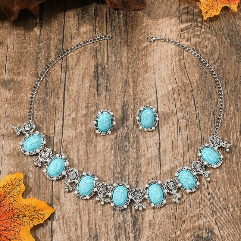 Ensemble et colliers de style ethnique bohème turquoise pour femmes