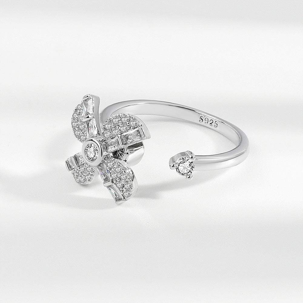 Children's Rotating Decompression Rhinestone Open Small Design Rings