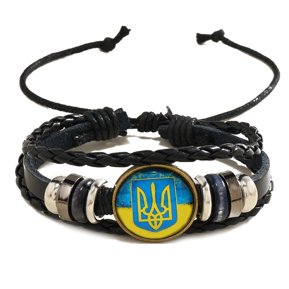 Kreative handgefertigte Armbänder aus Leder mit ukrainischem Muster