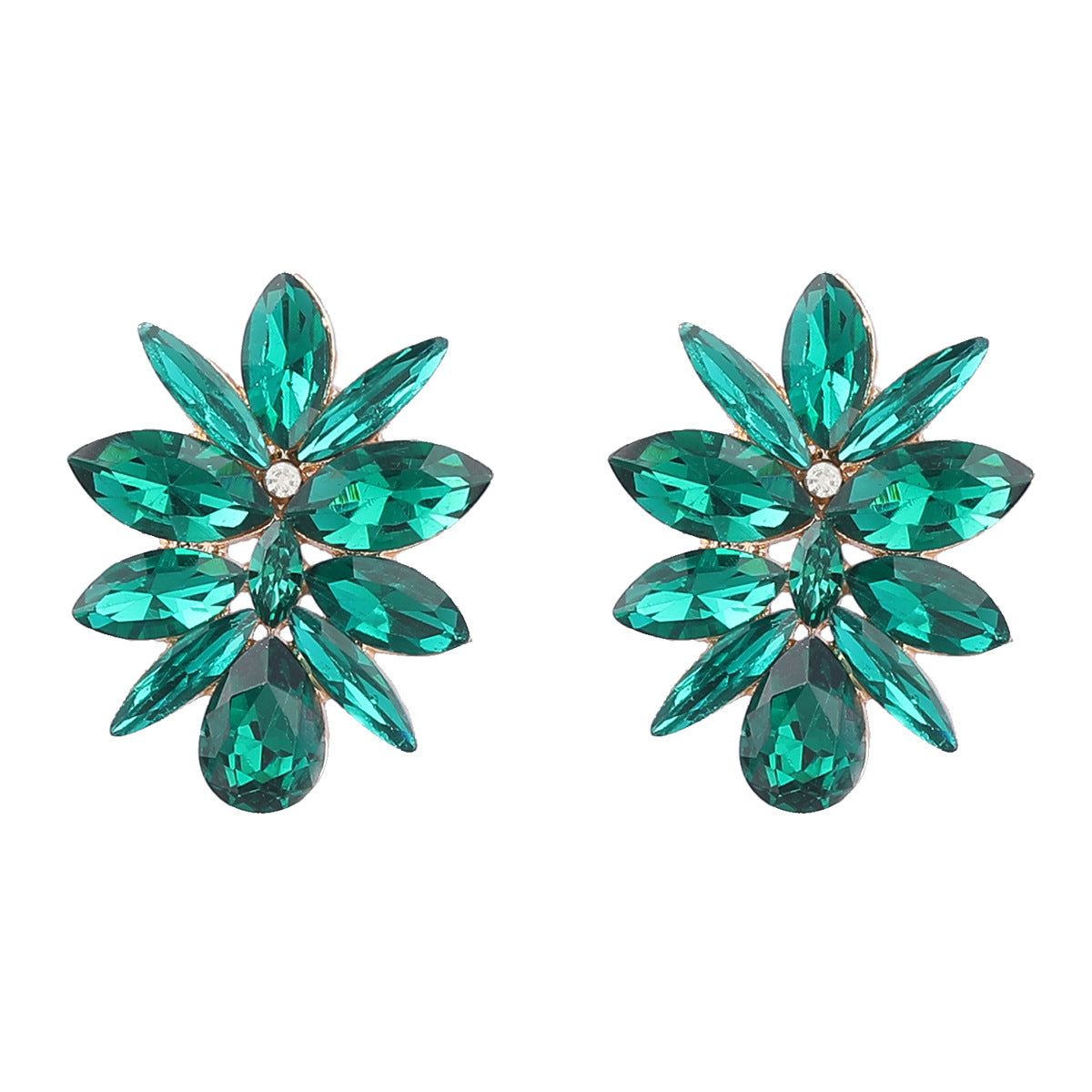 Stylish Colored Diamond Series Alloy Flower Earrings