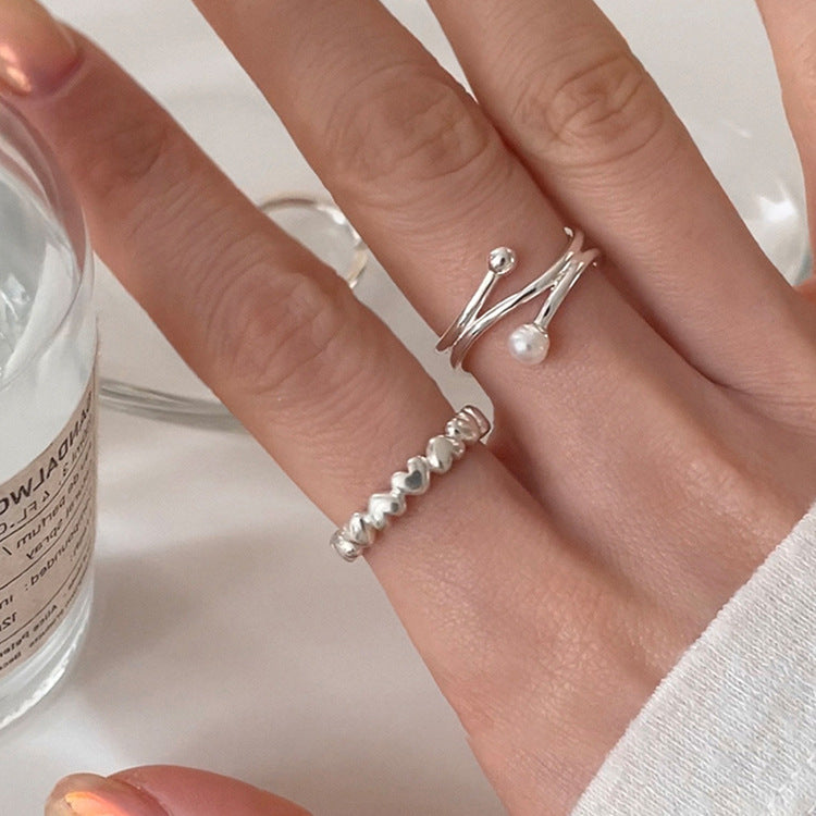 Herzförmige offene Ringe aus Metall mit offenem Anzug und weiblichem Design