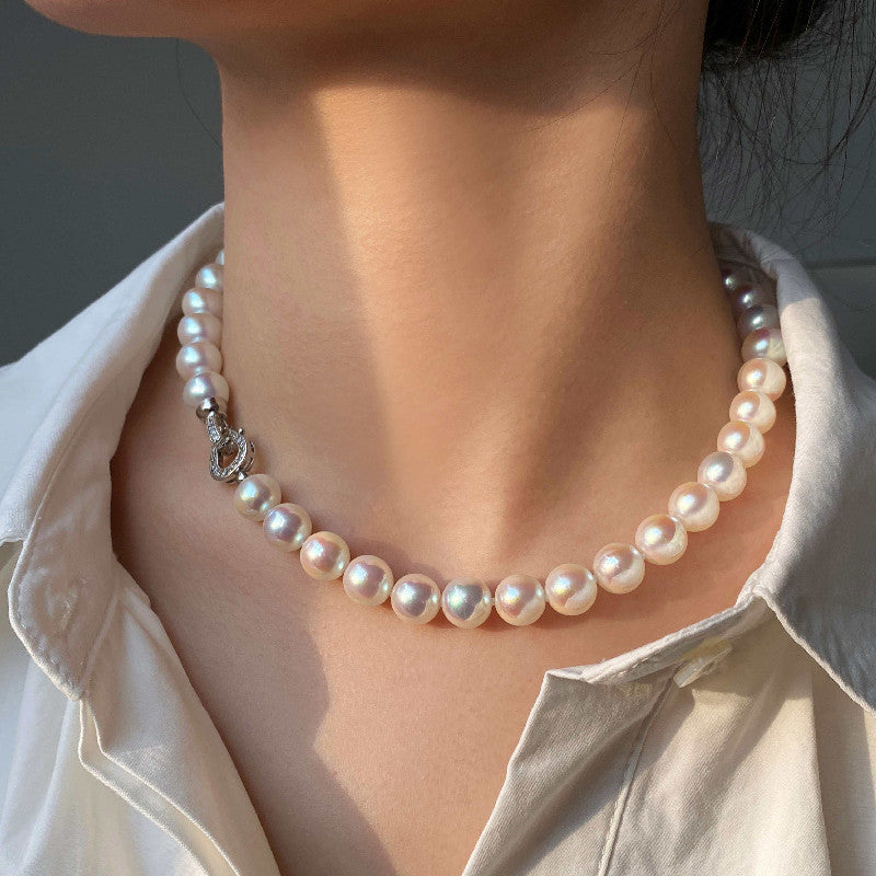 Aurora Mirror Pearl Artificial Pink Sky Necklace