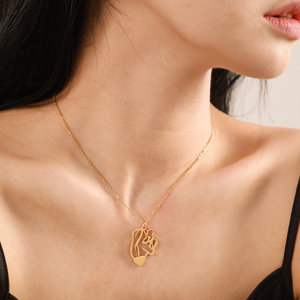 Pendentif en acier inoxydable titane plaqué or colliers mère