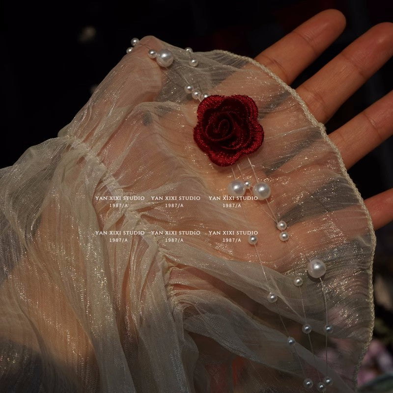 Colliers de perles courts en ligne de poisson à fleurs vintage