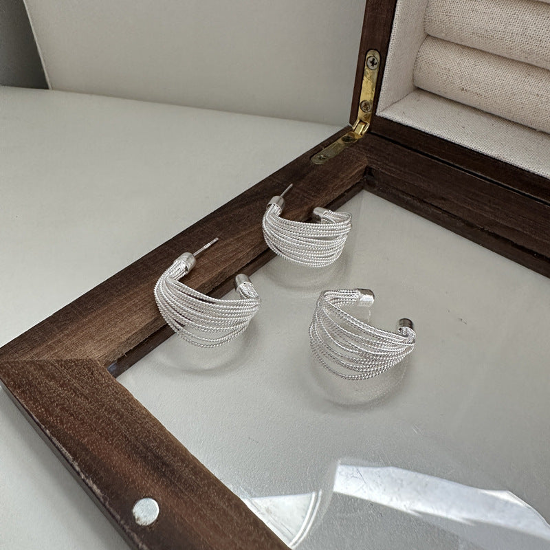 Sterling Sier String Korean Style Simple Rings