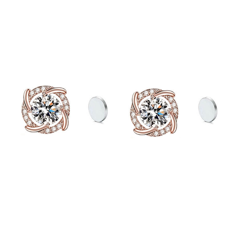 Women's Stainless Steel Windmill Simple Moissanite Design Light Earrings