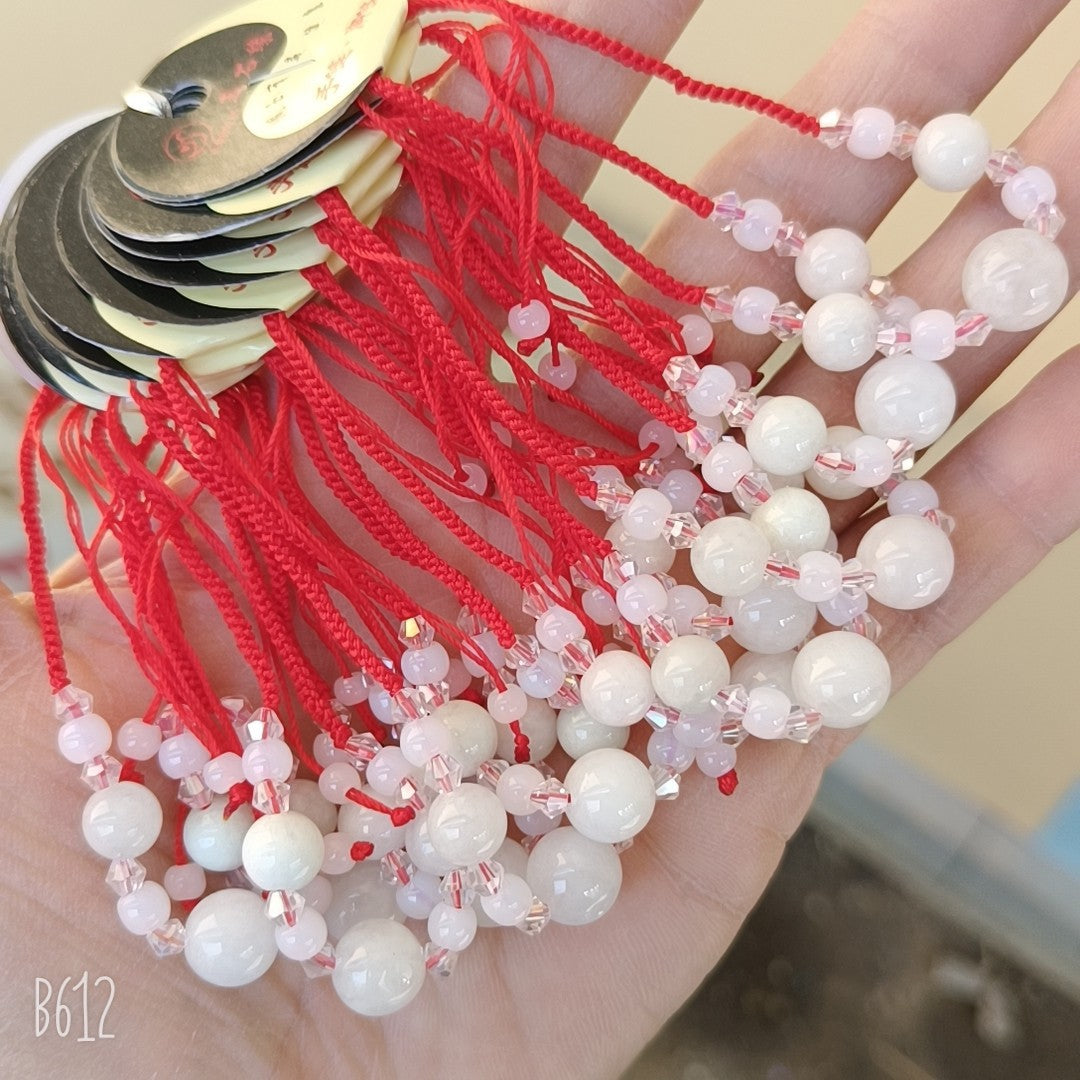 Fußkettchen aus rotem Seil aus Kristalljade, zwei Armbänder