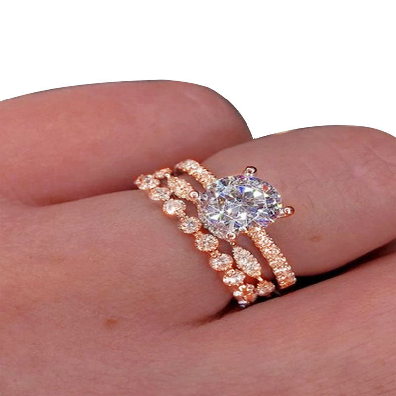 Electroplated Micro Inlaid Zircon Female Hand Rings