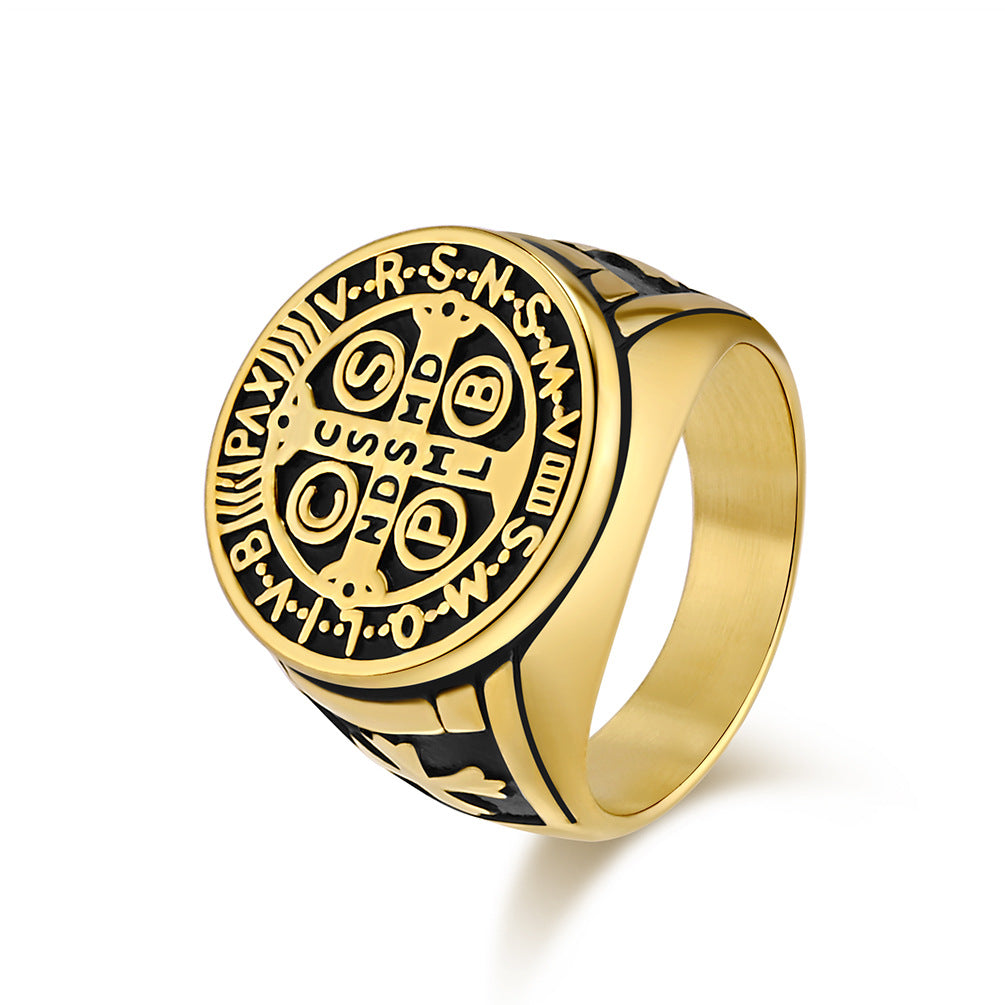Men's Style Exorcist Titanium Steel Cross Niche Personality Rings